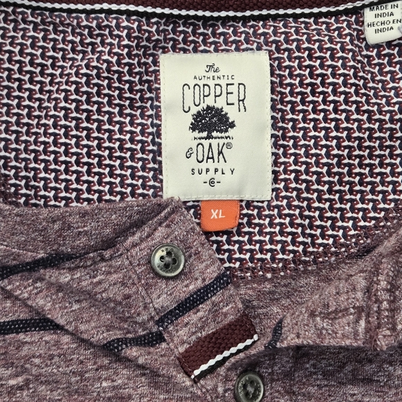 The Authentic Copper Oak Supply Mens‎ Purple And Black Striped XL Quarter Button - Picture 5 of 15